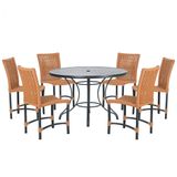 Mesa Ascoli 120 Cm Com 6 Cadeiras Cannes De Alumínio Trama Terra Cota