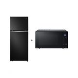 Combo Geladeira Lg Frost Free Inverter 395l Duplex Black Inox 220v + Micro-ondas Lg Grill Neochef 30l Preto Mg3035dsa 220v