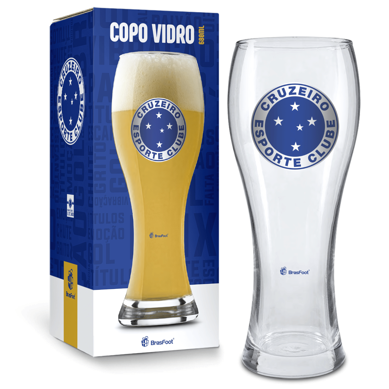 Copo De Vidro Joinville 680ml - Times- Brasfoot - Cruzeiro Brasfoot
