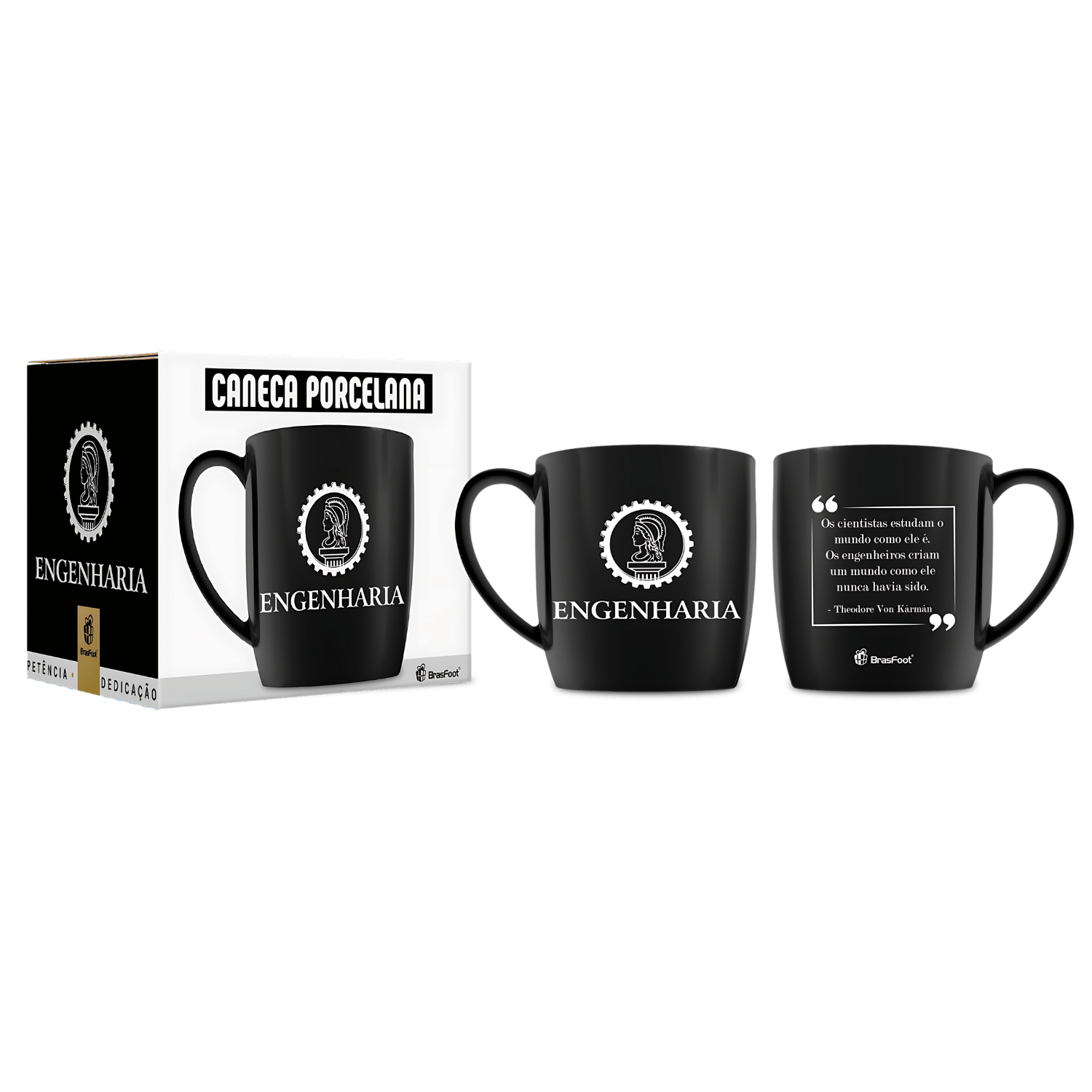 Caneca De Porcelana Uni Cursos 300ml- Engenharia - Brasfoot Brasfoot