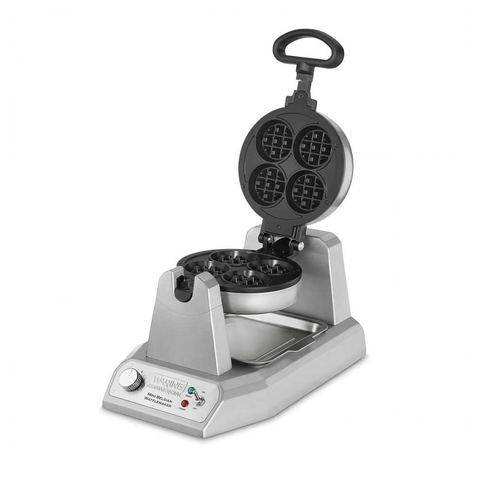 Mini Maquina De Waffle Rotativa Aco Inoxidavel, 1200w, 110v, Waring Wmb400x, Prateado