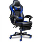 Cadeira Gamer Ergonomica Giratoria Com Suporte Lombar E Apoio De Cabeca, Elecwish, Azul