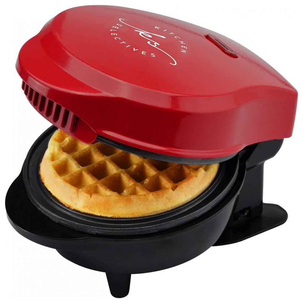 Seletivos De Cozinha Mini Maquina De Waffle Antiaderente 1 Fatia, 600w, 110v, Kitchen Selectives Wm 46rd, Vermelho