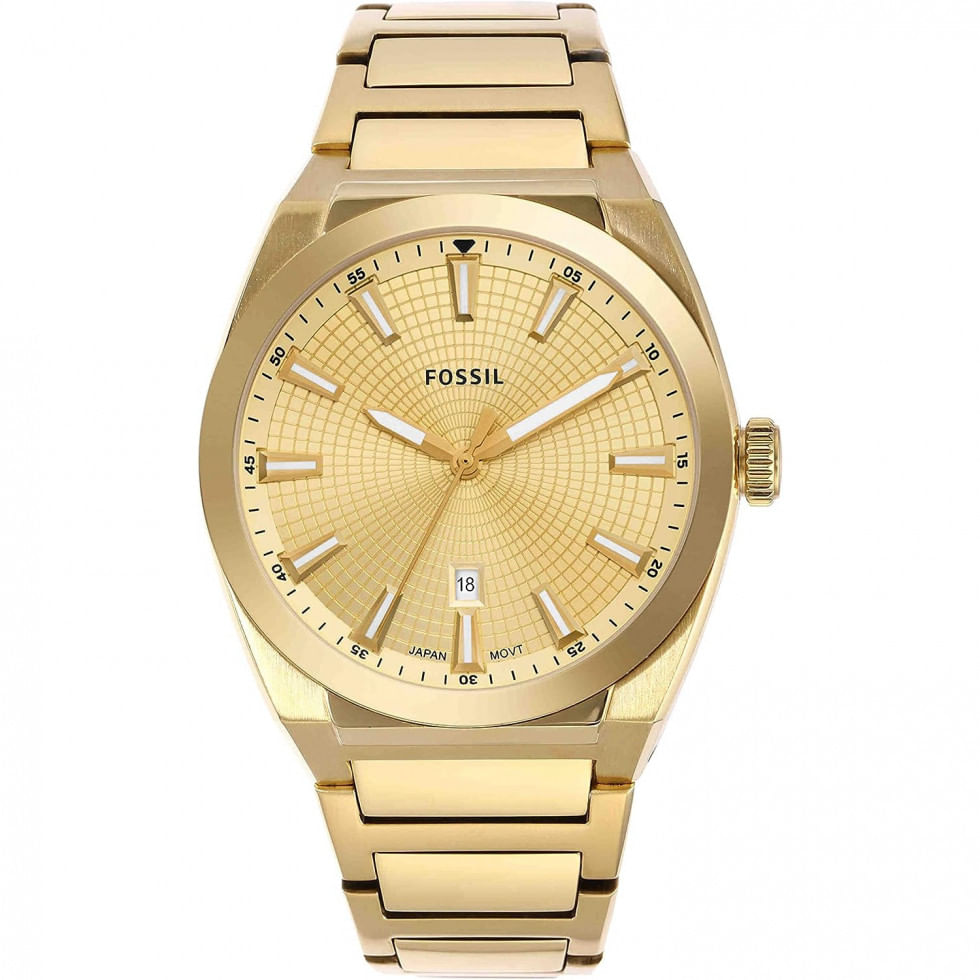 Relogio Masculino Analogico De Quartzo Com Pulseira De Aco Inoxidavel, Fossil Fs5965, Dourado