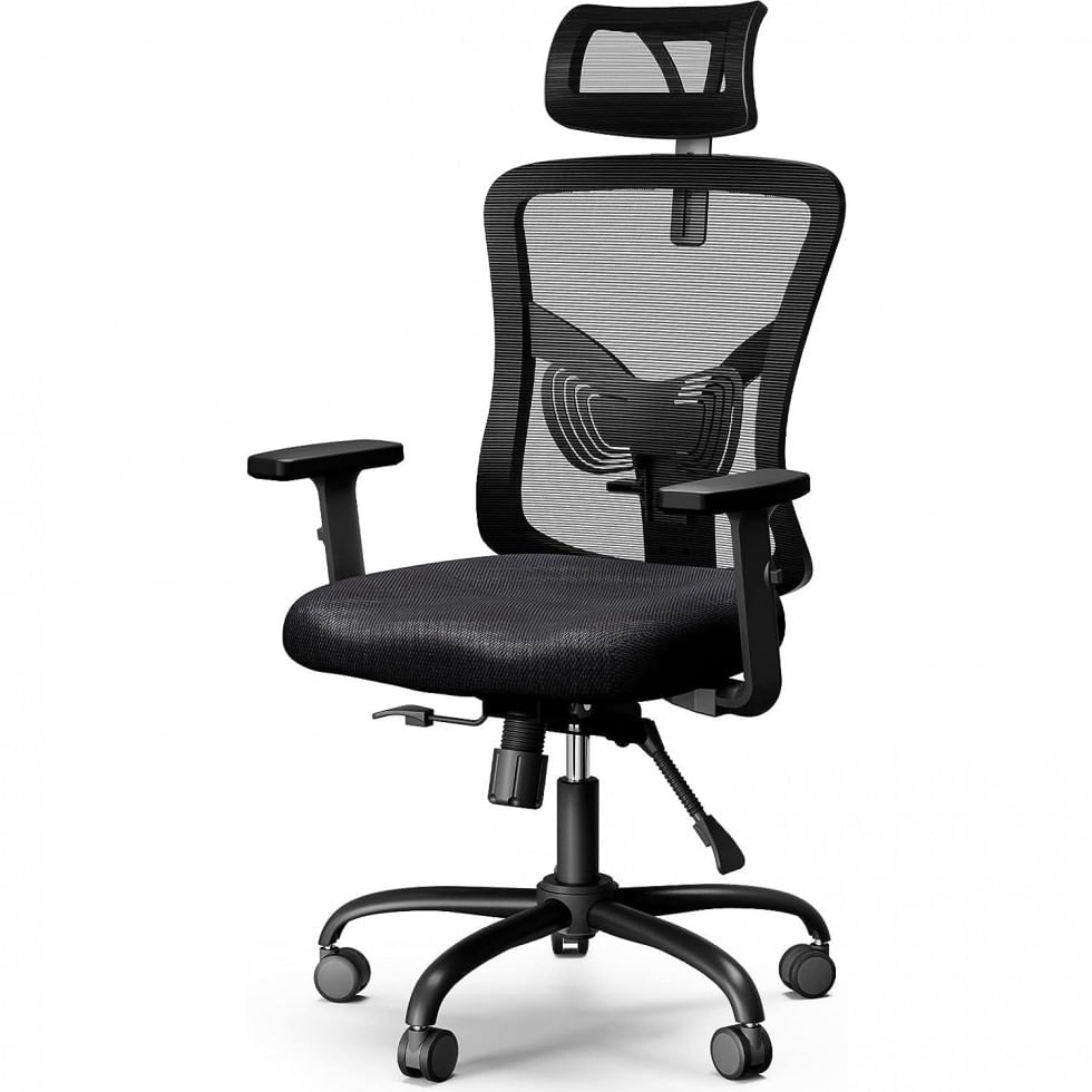 Cadeira De Escritorio Ergonomica Giratoria E Ajustavel Com Apoio 3d, Noblewell Nwoc1, Preto