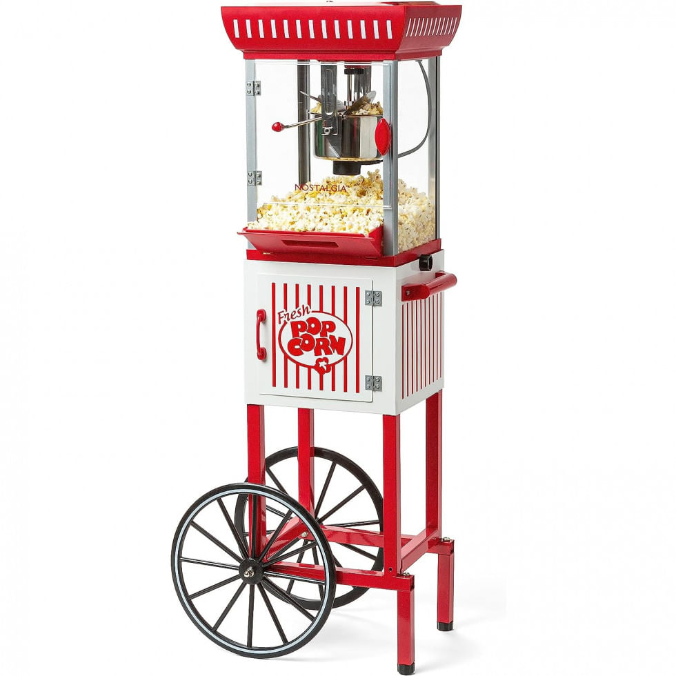 Retro Pipoqueira Eletrica Portatil 1.9kg Em Aco Inoxidavel, 110v, Nostalgia Retro Classic Popcorn Machine, Vermelho