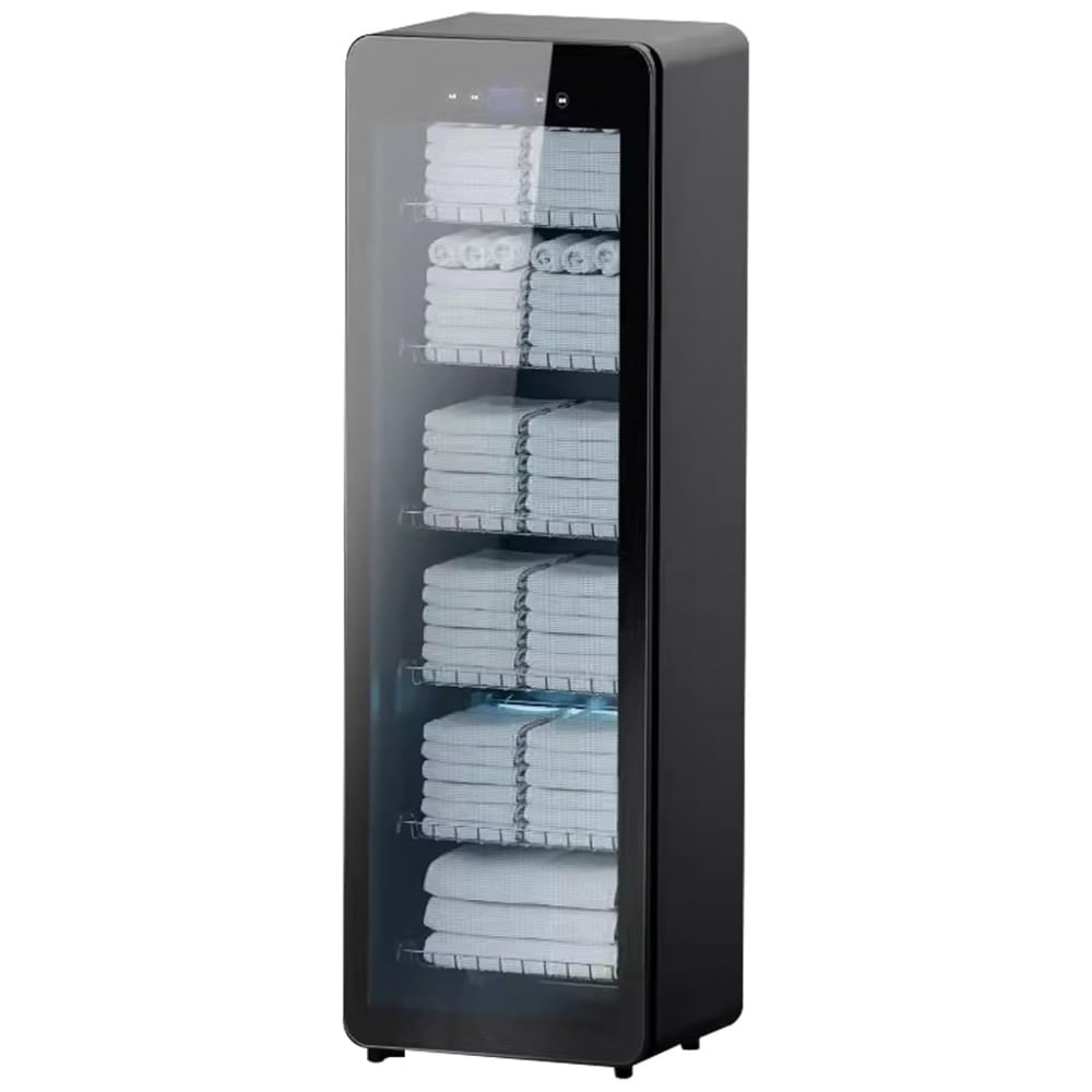 Aquecedor De Toalha Elétrico Para Barbearia, Spa Ou Salão De Beleza, Com Display Led Elegante E Capacidade Para 120 Toalhas De Rosto, 110v Lyx, Preto