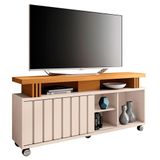 Rack Bancada Para Sala Rivera 1.3 Off White Cinamomo - Hb Móveis