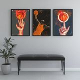 Kit 3 Quadros Decorativos Basquete 24x18cm - Com Vidro