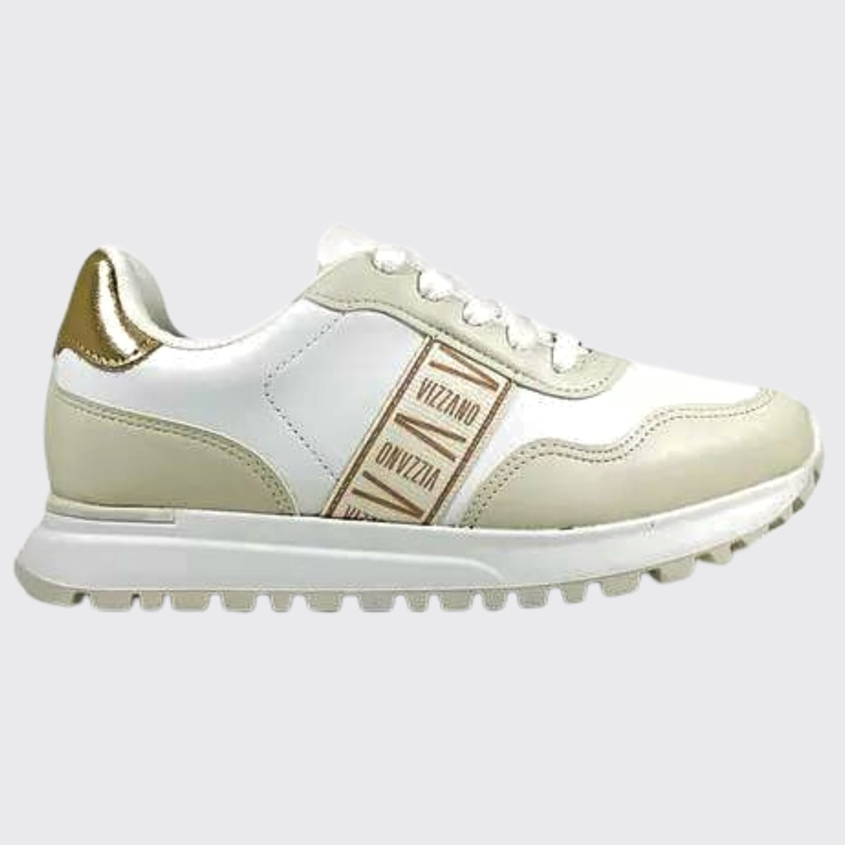 Tenis Feminino Casual Urban Recortes Vizzano 1429.103.18533 - Branco/branco Off/dourado - 34