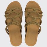 Sandália Feminina Rasteira Flat Plana Tiras Brilhantes Grendha Acolher 19082 - Dourado - 35