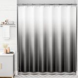 Cortina De Chuveiro Amazerbath Ombre Black Cloth 180x180cm Com Ganchos