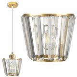 Luminária Lustre 15cm Pendente Dourado Metal Cristal