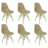 Kit 6 Cadeiras Charles Eames Eiffel Wood Design Bege