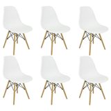 Kit 6 Cadeiras Charles Eames Eiffel Wood Design Branco