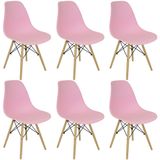 Kit 6 Cadeiras Charles Eames Eiffel Wood Design Rosa