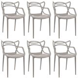Kit 6 Cadeiras Allegra Cinza Para Jantar Jardim Cozinha