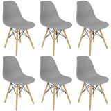 Kit 6 Cadeiras Charles Eames Eiffel Wood Design Cinza