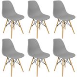 Kit 6 Cadeiras Charles Eames Eiffel Wood Design Cinza