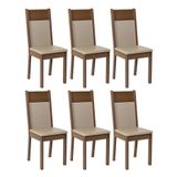 Kit 6 Cadeiras Rustic/crema/sintético Bege 4280 Madesa