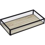 Bandeja Decorativa Enfeite Para Servir Home&amp;co Vidro 3x10x20cm Bege