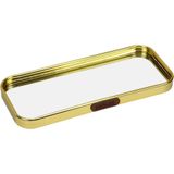 Bandeja Decorativa Para Servir Retangular Home&amp;co Com Espelho Metal 1x22x9cm Dourado
