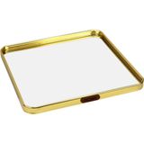 Bandeja Decorativa Para Servir Quadrada Home&amp;co Com Espelho Metal 1x25x25cm Dourado