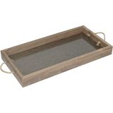 Bandeja Decorativa Para Servir Home&amp;co Retangular Mdf 20x40x4cm Bege
