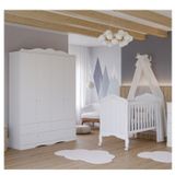 Quarto De Bebê 2 Peças Com Berço E Guarda-roupa 4 Portas 4 Gavetas Aquarela Espresso Móveis Branco