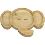 Prato Infantil Criança Bebê Com Ventosa Home&amp;co Elefante Bambu 3x23x17cm Natural