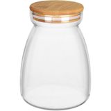 Pote Porta Mantimentos Home&amp;co Com Tampa Bambu Borossilicato 1,1l 15x8x8cm Transparente