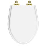 Assento Sanitário Com Fechamento Lento Absolute Branco Para Vaso Ideal Standard Com Ferragem Dourada