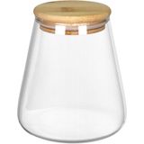 Pote Porta Mantimentos Home&amp;co Com Tampa Bambu Borossilicato 750ml 12x8x8cm Transparente