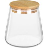 Pote Porta Mantimentos Home&amp;co Com Tampa Bambu Borossilicato 550ml 10x8x8cm Transparente