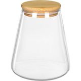 Pote Porta Mantimentos Home&amp;co Com Tampa Bambu Borossilicato 950ml 13x8x8cm Transparente