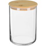 Pote Porta Mantimentos Home&amp;co Tampa Bambu Vidro 750ml 14x10x10cm Transparente