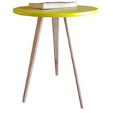 Mesa Lateral De Canto Apoio Redonda Pé Palito Elegance 68 Cm Amarelo