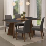 Conjunto Sala De Jantar Mesa Tampo De Madeira 4 Cadeiras Madesa Rustic-preto-silver