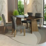 Conjunto Sala De Jantar Mesa Tampo De Madeira 4 Cadeiras Rustic-preto-silver Ruby Madesa