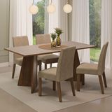 Conjunto Sala De Jantar Mesa Tampo De Madeira 4 Cadeiras Madesa Rustic-crema-imperial