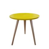 Mesa Lateral De Canto Apoio Redonda Pé Palito Vintage 44 Cm Amarelo