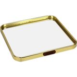Bandeja Quadrada Home&amp;co Com Espelho Metal 1x20x20cm Dourado Para Servir Lavabo