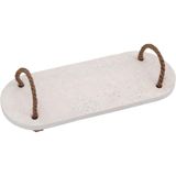 Bandeja Alça Fibra Marmore 1x14x34cm Branco Decorativa Para Servir