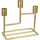 Castiçal Decorativo Porta Vela Home&amp;co 3 Velas Metal 16x8x15cm Dourado