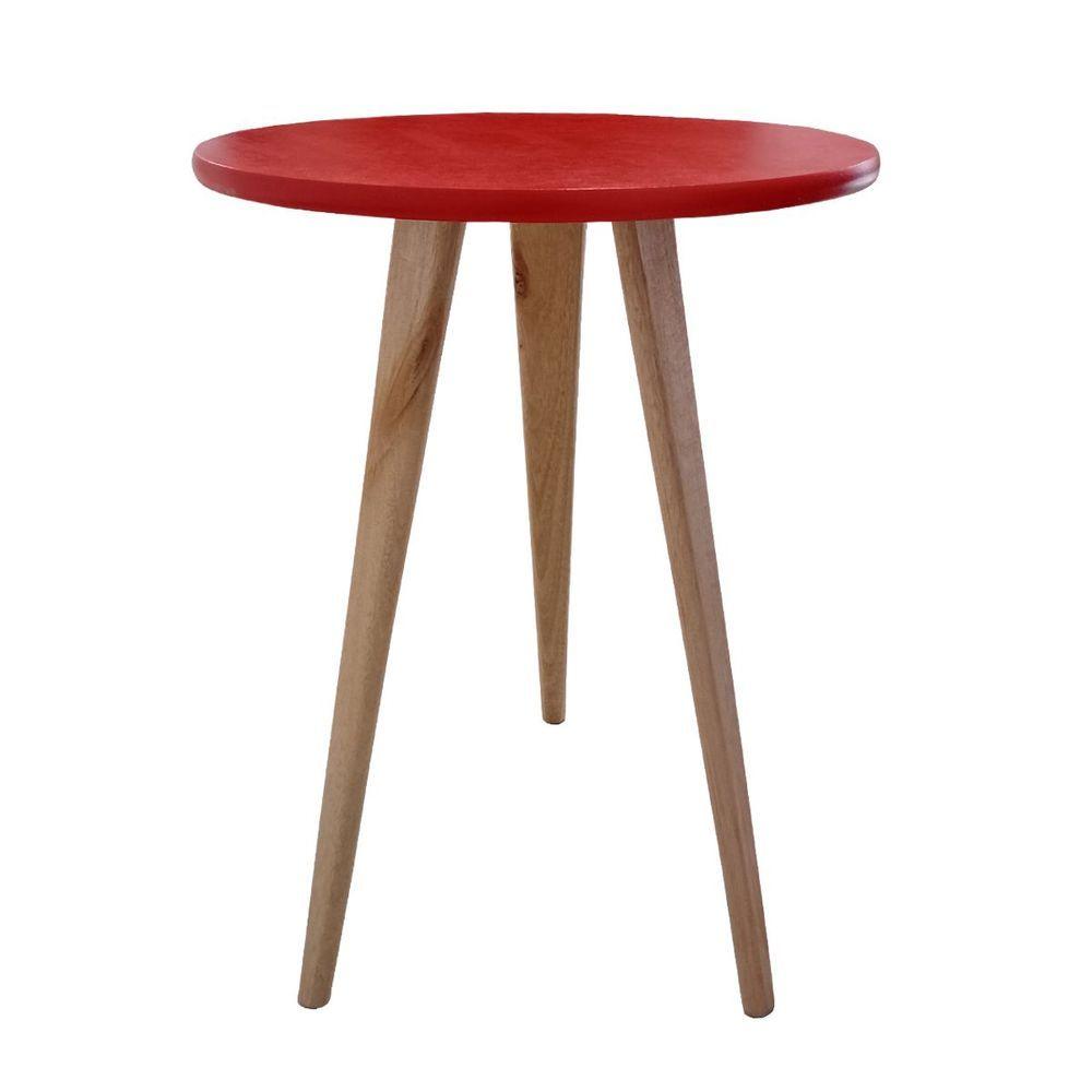 Mesa De Cabeceira Mesa De Apoio Lateral Canto Pé Palito 56 Cm Vermelho