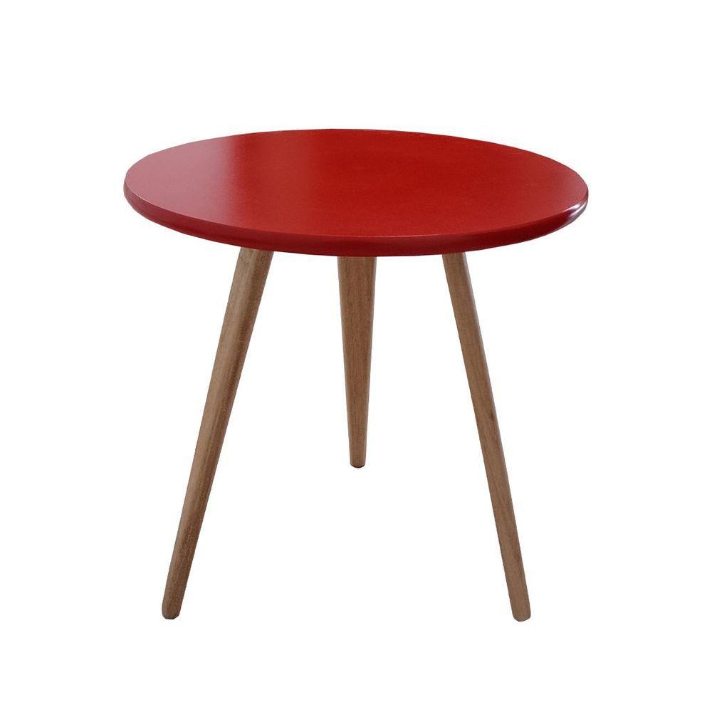 Mesa De Cabeceira Mesa De Apoio Lateral Canto Pé Palito 44 Cm Vermelho