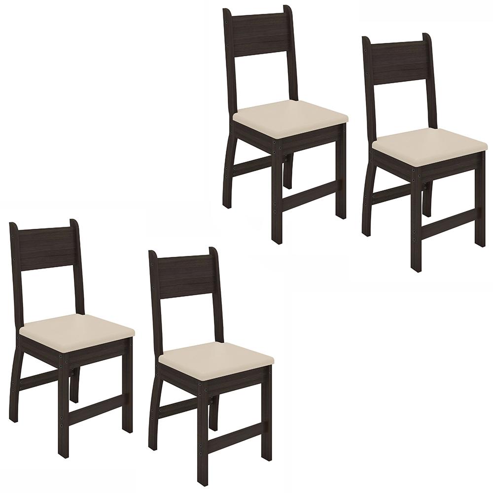 Kit De 4 Cadeiras Milano Com Tecido Em Material Sintetico Amendoa/savana