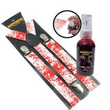 Suspensório Halloween Modelo Sangue Vampiro + Sangue Falso Spray 60 Ml