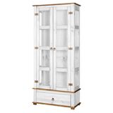 Cristaleira Madeira Maciça 2 Portas Vidro Lateral Branco Garapa D106vl Shop Jm