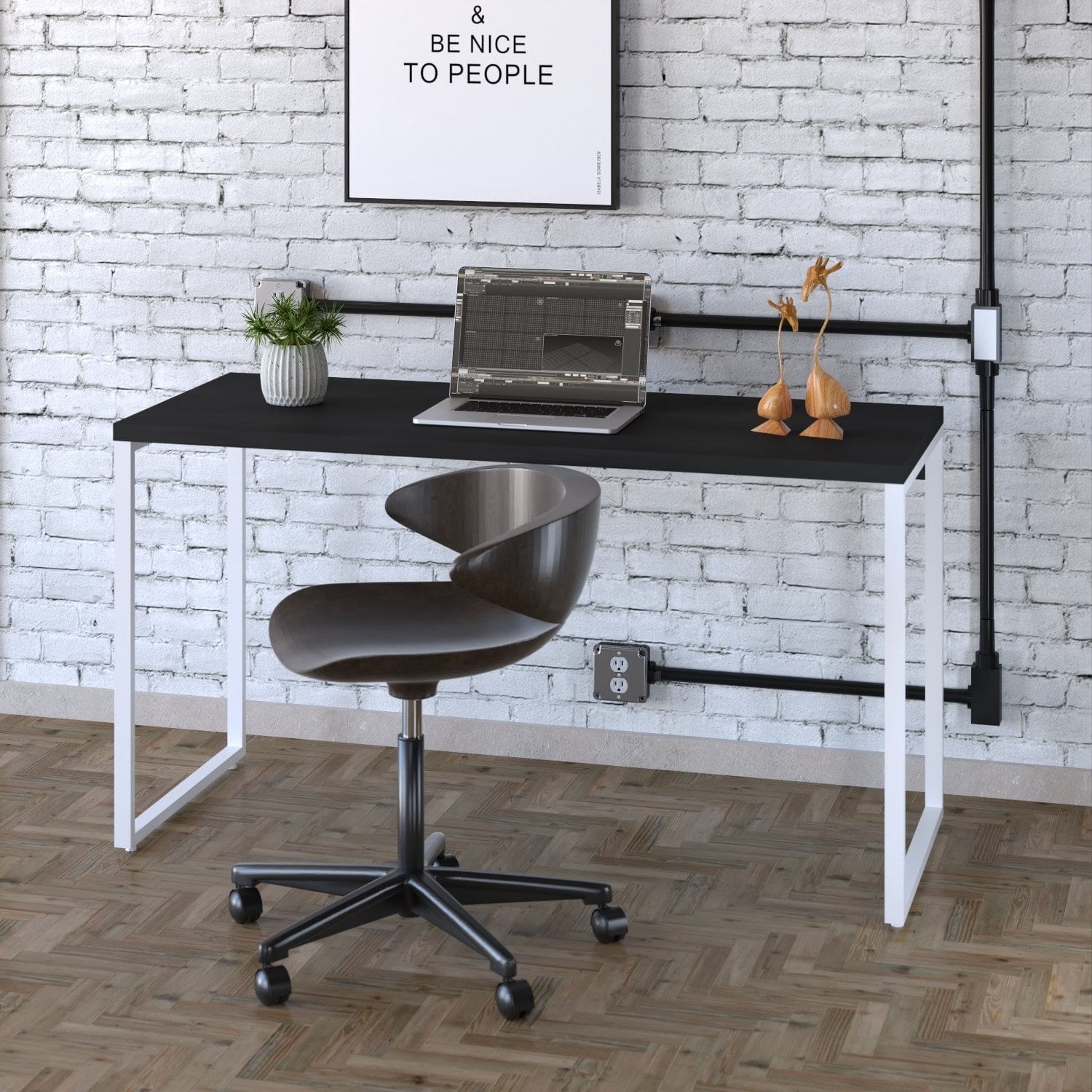 Mesa Para Escritório Office Estilo Industrial 135cm Kuadra